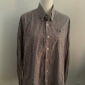 Large Men's Nautica Long Sleeve Button Down Gray/White Shirt size 17 34/35